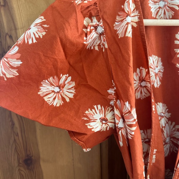 Madewell Floral Orange Wrap Dress - Picture 5 of 6